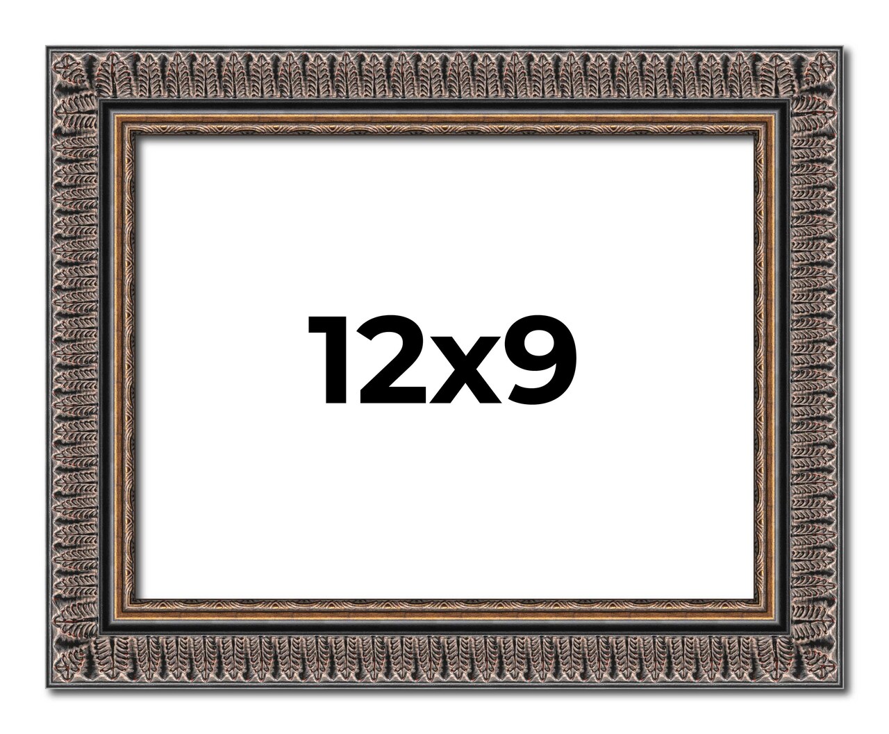 Photo Size Ornate Black Picture Frame - UV Acrylic, Foam Board Backing, Hanging Hardware